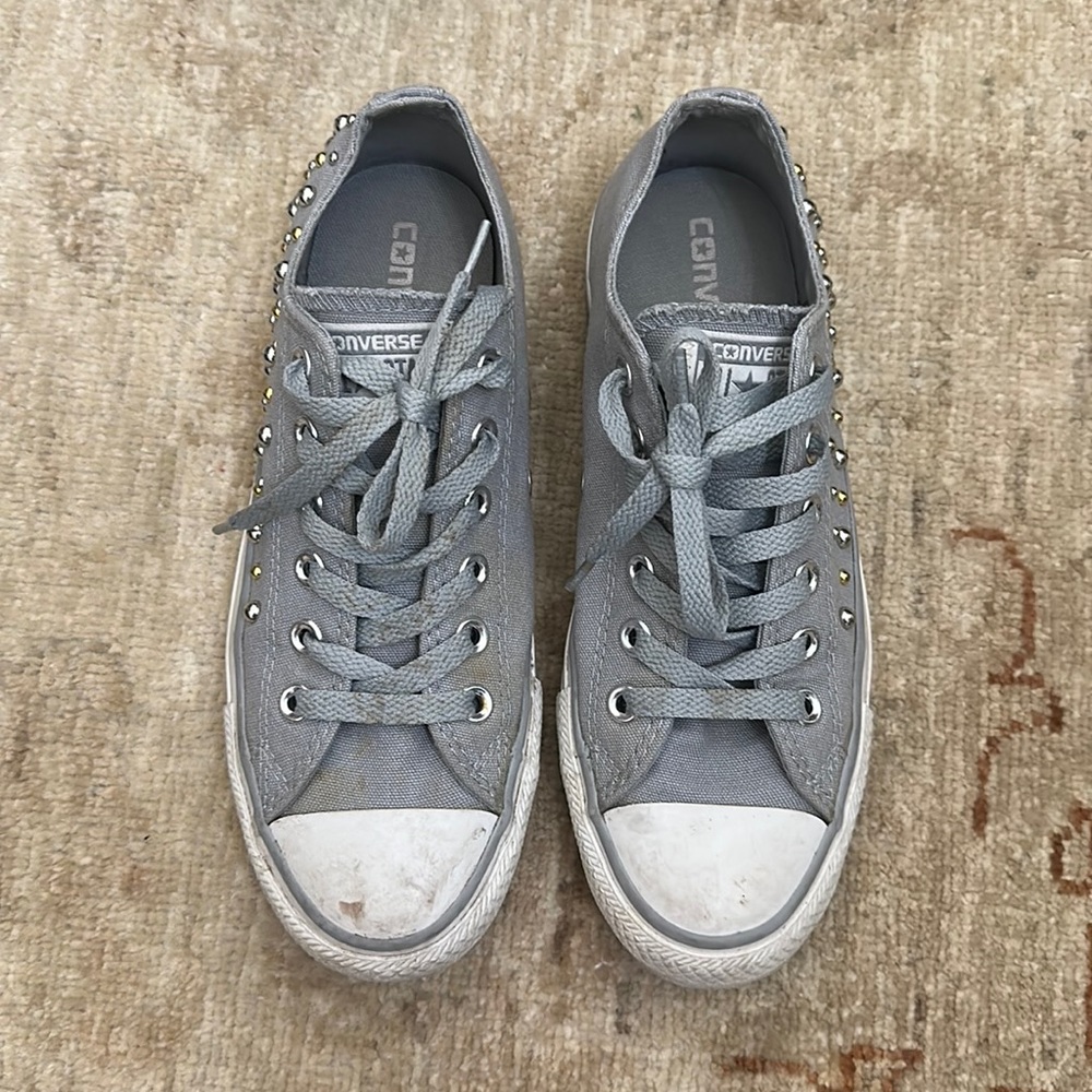Blinged grey converse low top used